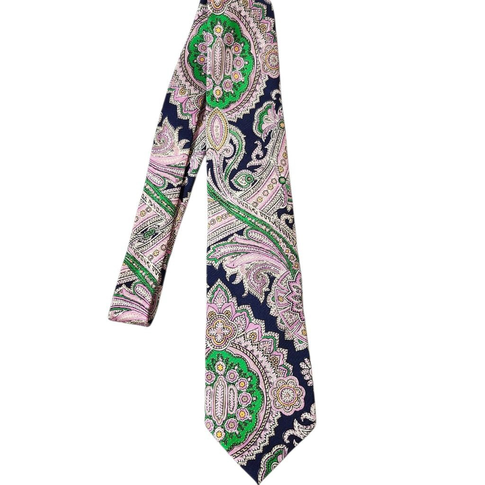 Men's Polo Ralph Lauren Vtg 90s Y2K Tie One Size Navy Pink Paisley
